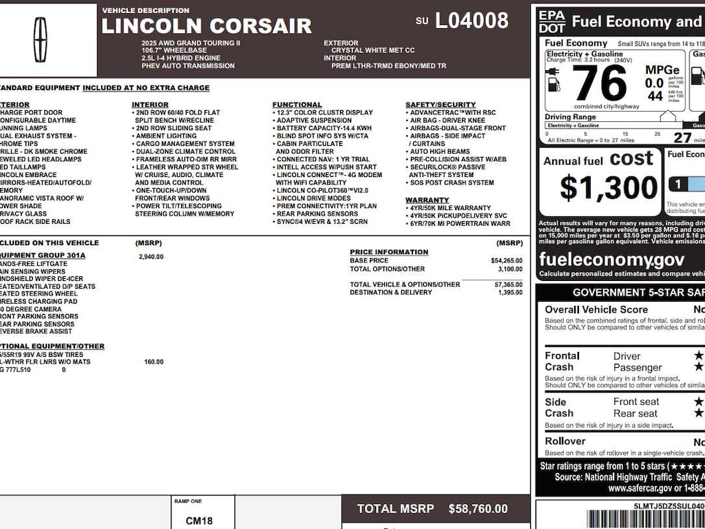 Used 2025 Lincoln Corsair Grand Touring AWD