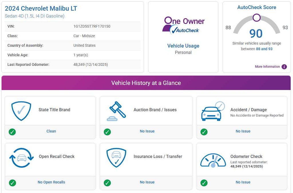 Used 2024 Chevrolet Malibu LT Sdn