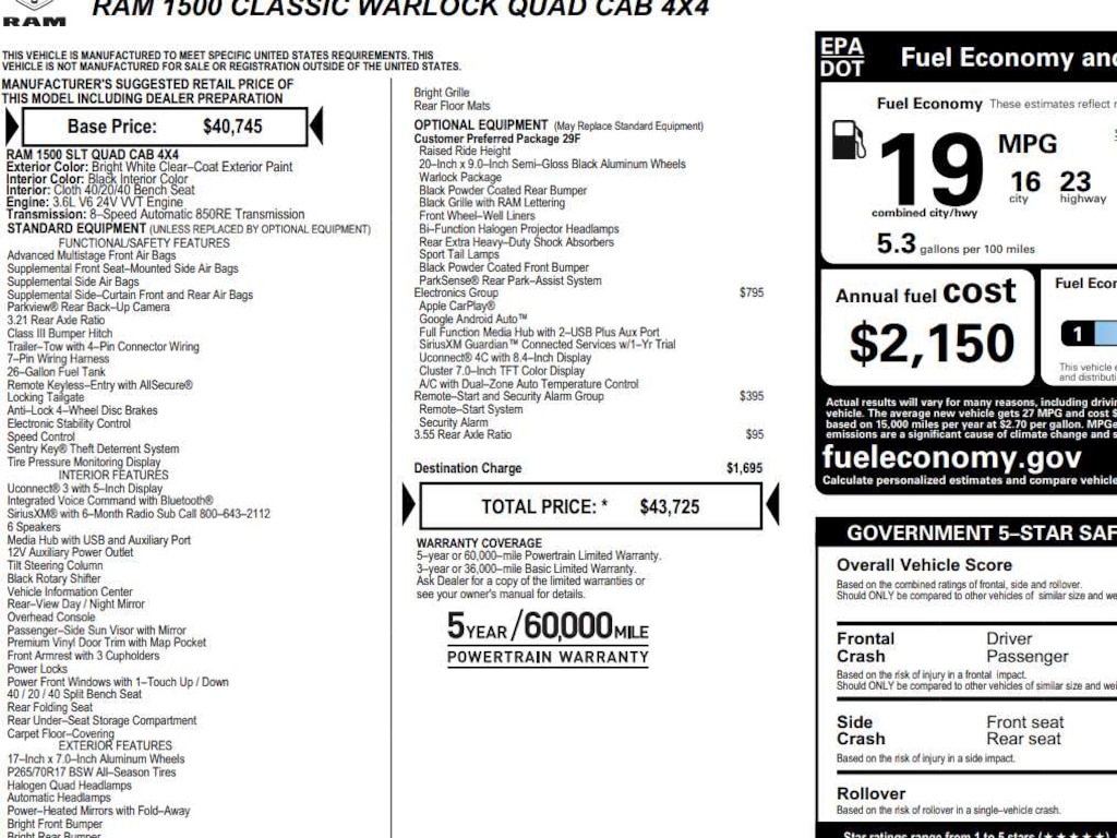 Used 2021 Ram 1500 Classic Warlock 4x4 Quad Cab 64 Box 4x4 Quad Cab 64 Box