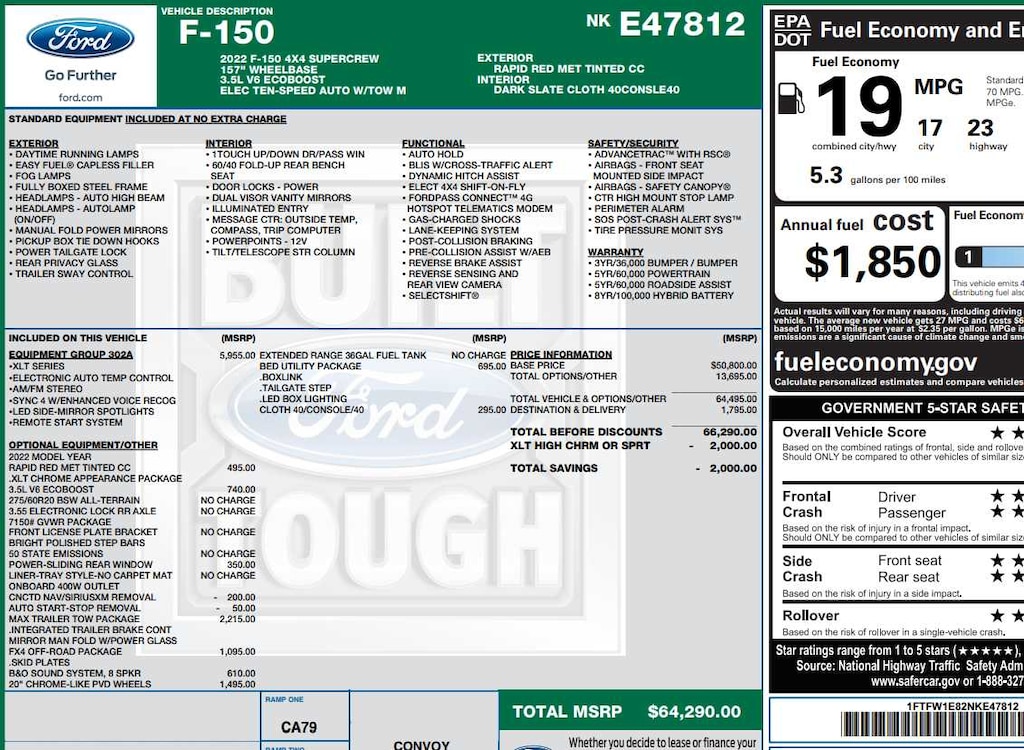 Used 2022 Ford F-150 XLT 4WD Supercrew 5.5 Box 4WD SuperCrew 5.5 Box