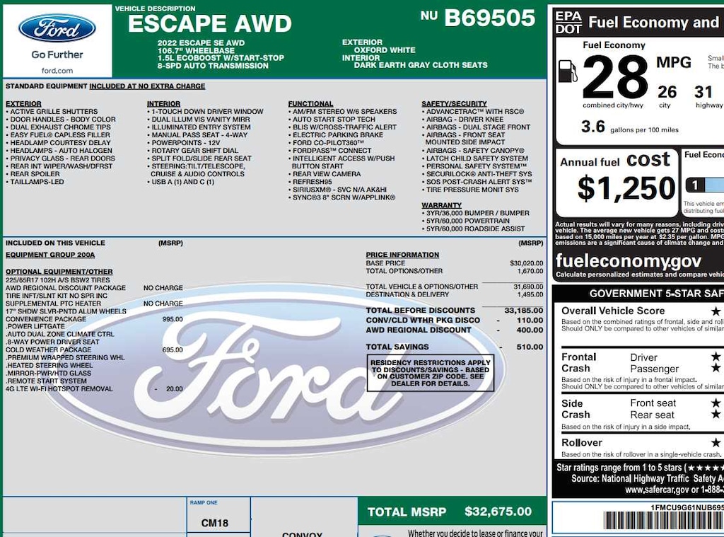 Used 2022 Ford Escape SE AWD