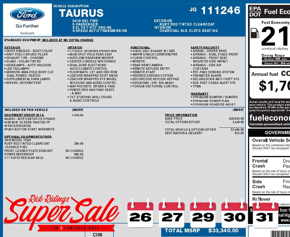 Used 2018 Ford Taurus SEL with VIN 1FAHP2E85JG111246 for sale in Monticello, IL