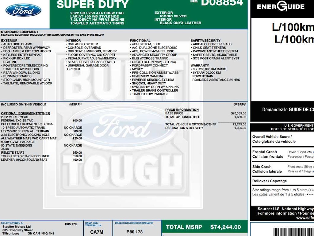 Used 2022 Ford Super Duty F-250 SRW Lariat 4WD Crew Cab 6.75 Box 4WD Crew Cab 6.75 Box