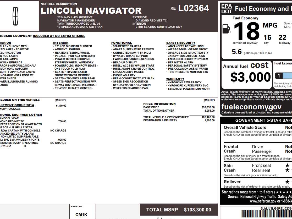Used 2024 Lincoln Navigator Reserve L with VIN 5LMJJ3LG6REL02364 for sale in Monticello, IL