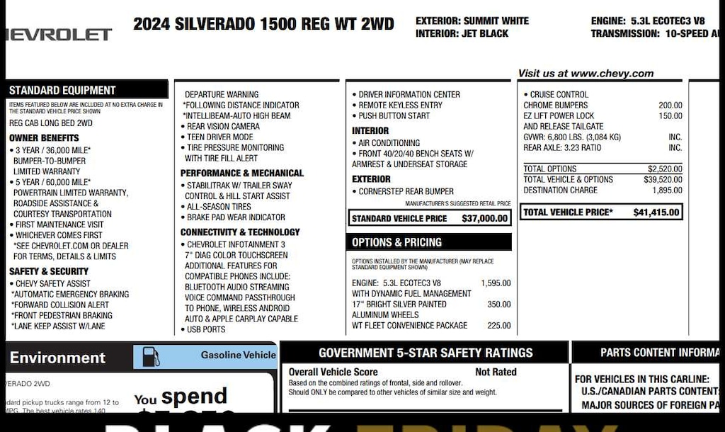 Used 2024 Chevrolet Silverado 1500 Work Truck 2WD Reg Cab 140 2WD Reg Cab 140