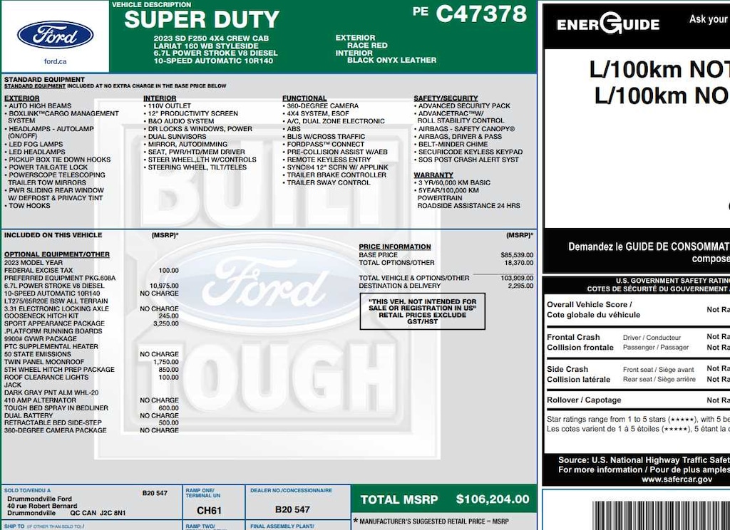 Used 2023 Ford Super Duty F-250 Pickup Lariat 4WD Crew Cab 6.75 Box 4WD Crew Cab 6.75 Box