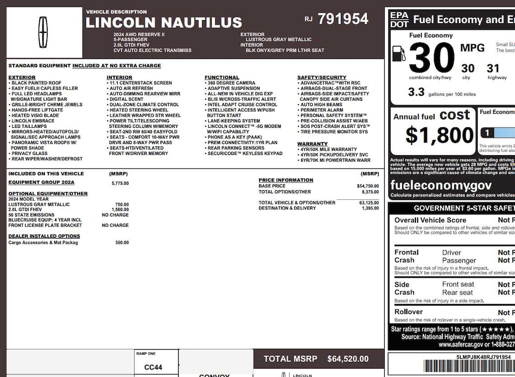 Used 2024 Lincoln Nautilus Reserve AWD