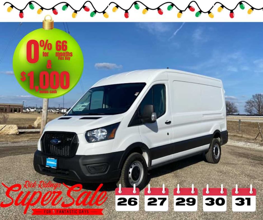 New 2025 Ford Transit Cargo Van T-250 148 Med Rf 9070 GVWR RWD