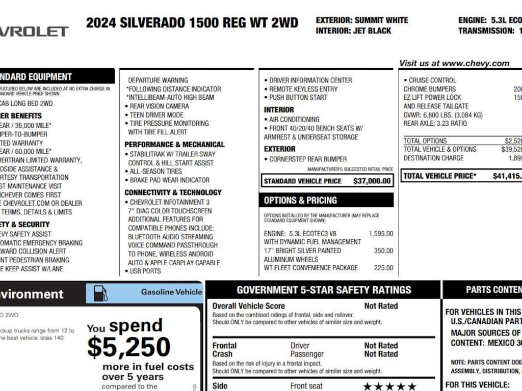 Used 2024 Chevrolet Silverado 1500 Work Truck 2WD Reg Cab 140 2WD Reg Cab 140