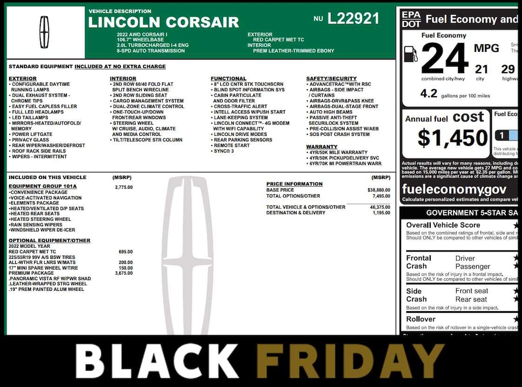 Used 2022 Lincoln Corsair Standard AWD