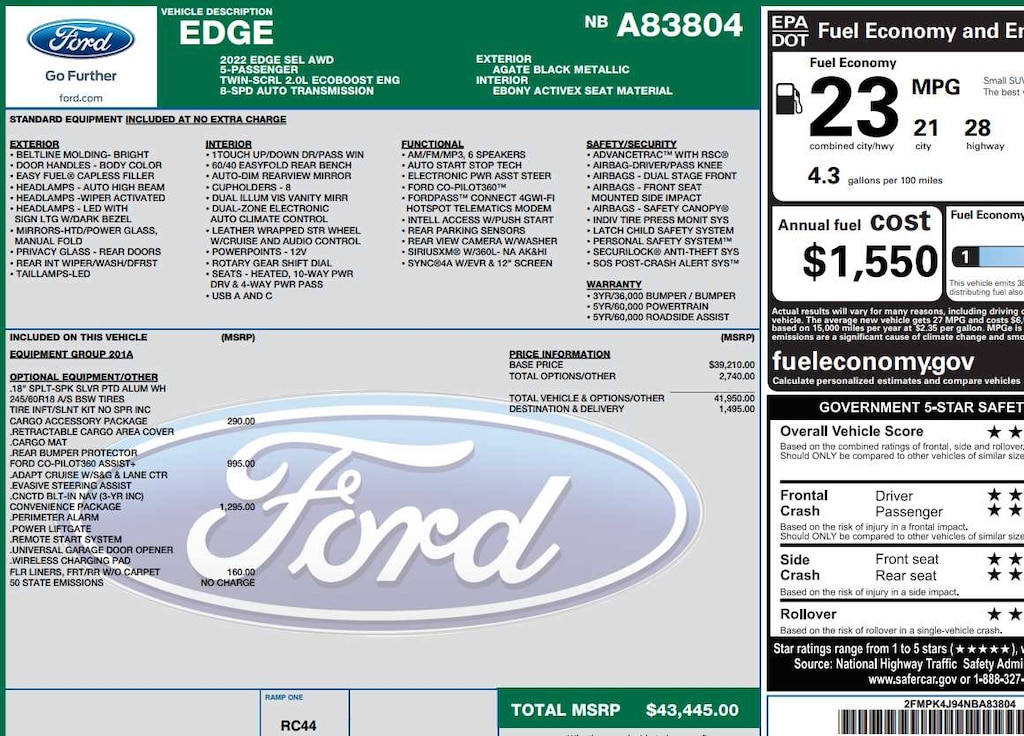 Used 2022 Ford Edge SEL AWD