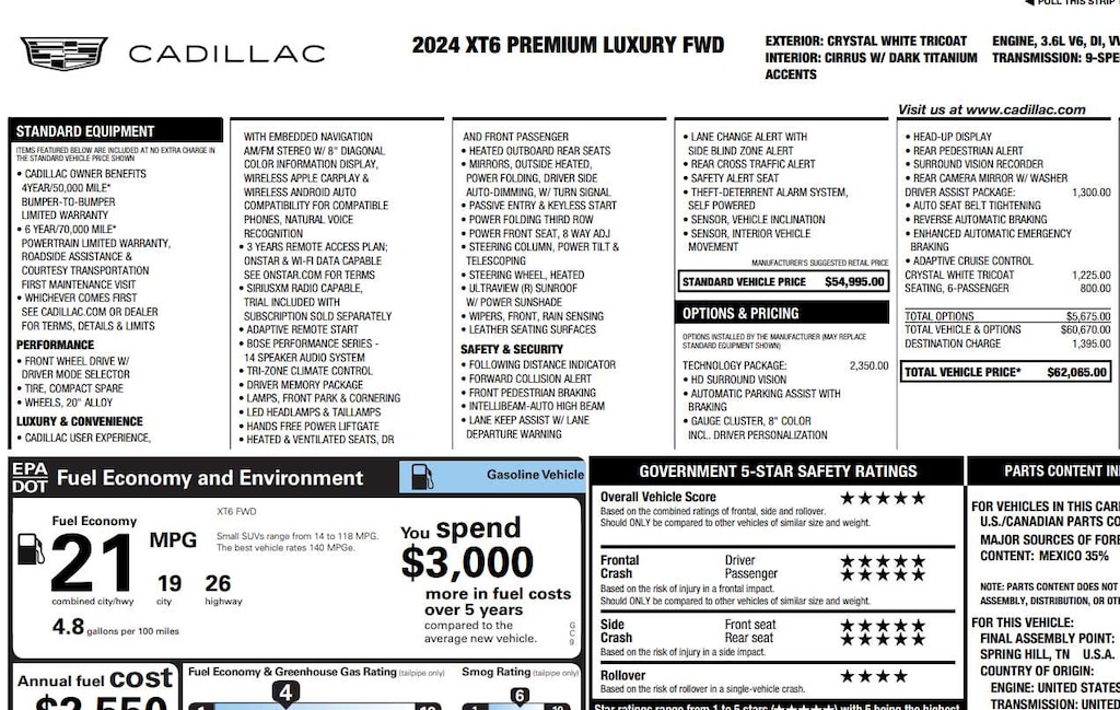 Used 2024 CADILLAC XT6 FWD Premium Luxury