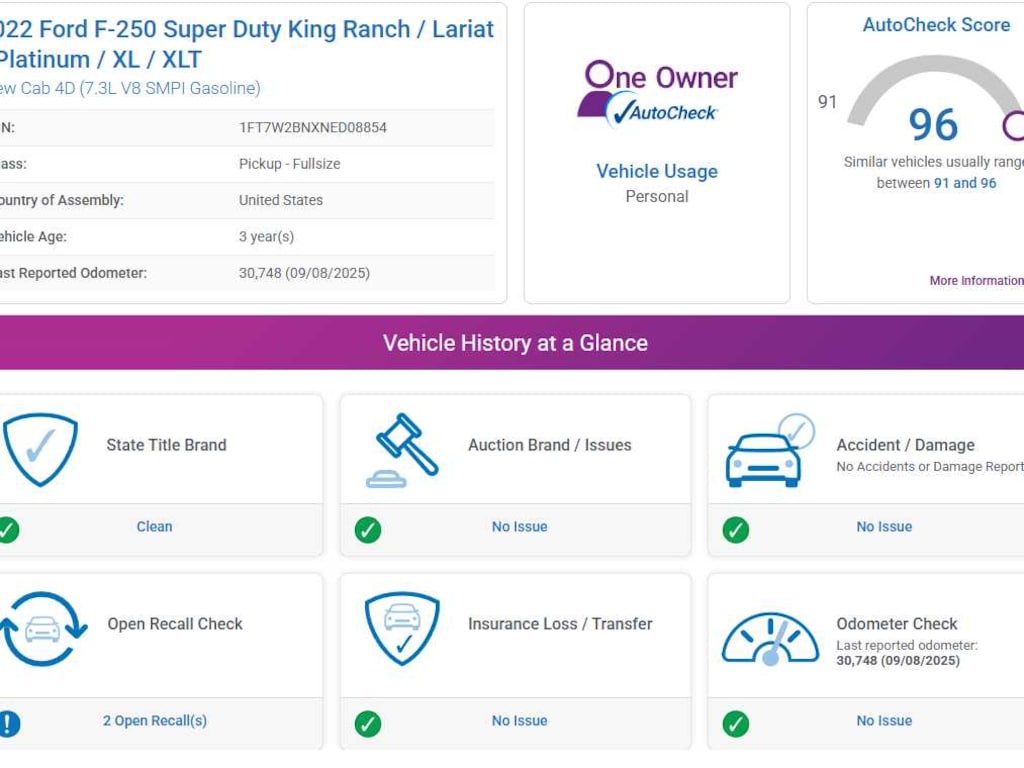 Used 2022 Ford Super Duty F-250 SRW Lariat 4WD Crew Cab 6.75 Box 4WD Crew Cab 6.75 Box