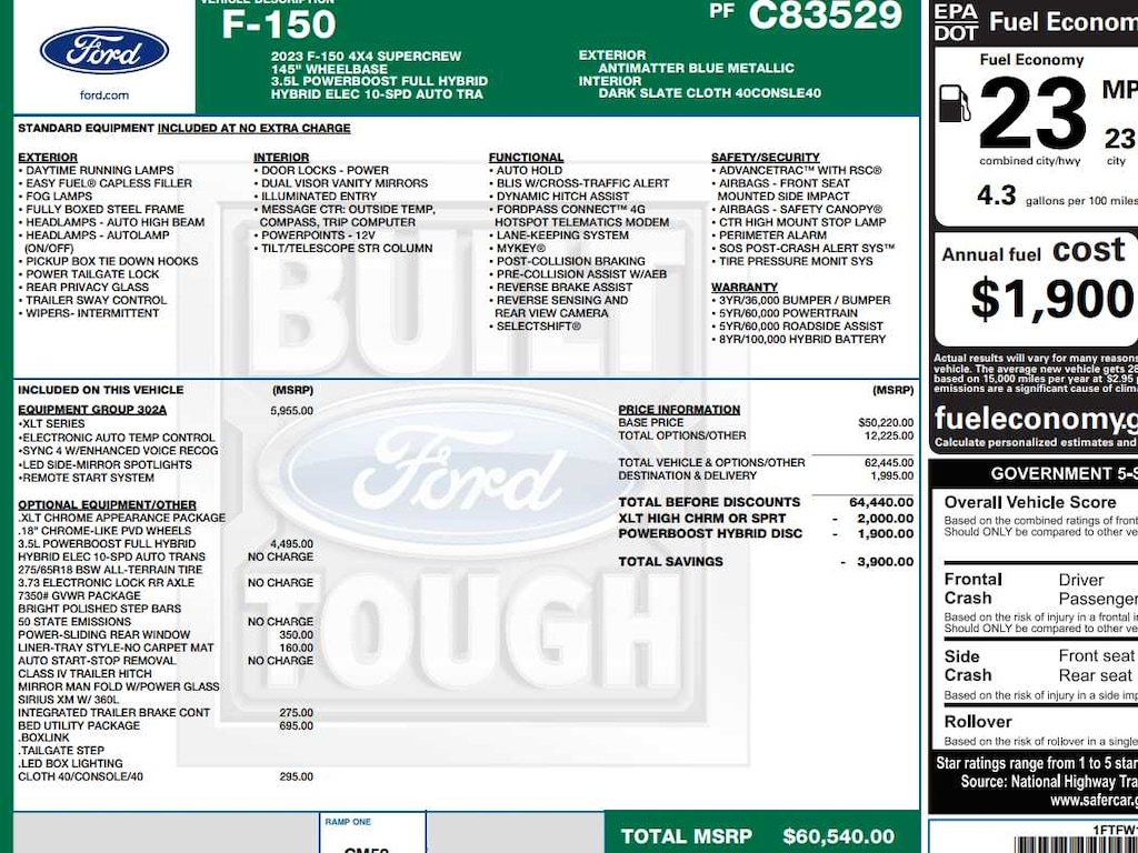 Used 2023 Ford F-150 XLT 4WD Supercrew 5.5 Box 4WD SuperCrew 5.5 Box