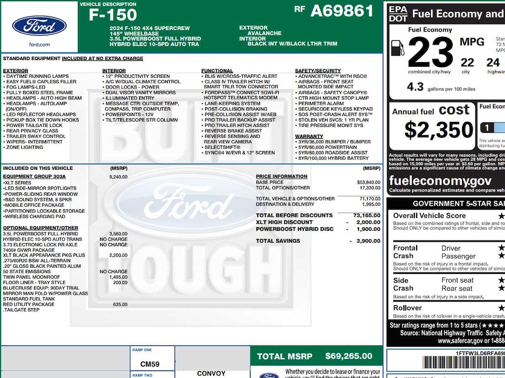 Used 2024 Ford F-150 XLT 4WD Supercrew 5.5 Box 4WD SuperCrew 5.5 Box