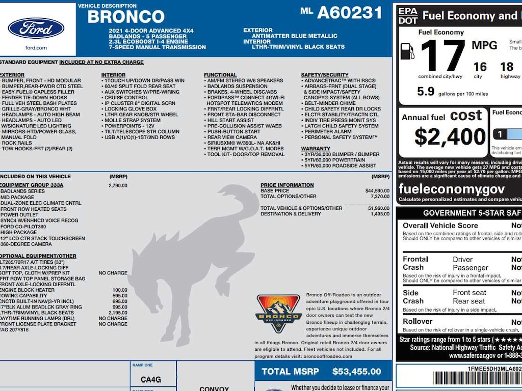 Used 2021 Ford Bronco Badlands SUV