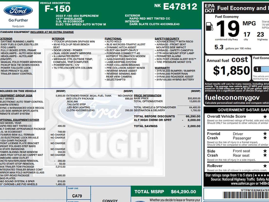 Used 2022 Ford F-150 XLT 4WD Supercrew 5.5 Box Truck SuperCrew Cab