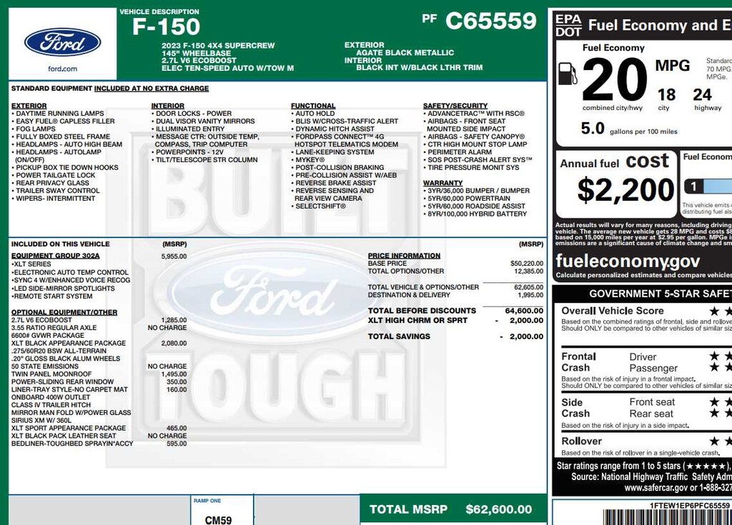 Used 2023 Ford F-150 XLT 4WD Supercrew 5.5 Box Truck SuperCrew Cab