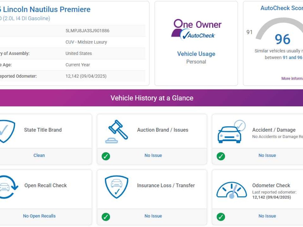 Used 2025 Lincoln Nautilus Premiere SUV