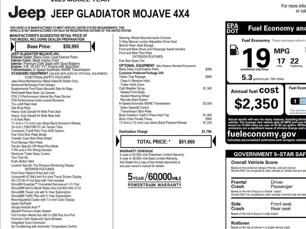 Used 2023 Jeep Gladiator Mojave 4x4 Truck Crew Cab