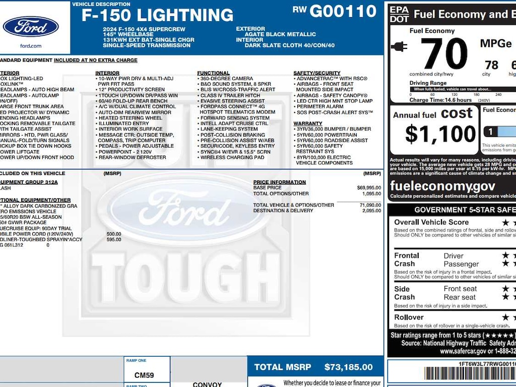 Used 2024 Ford F-150 Lightning Flash 4WD Supercrew 5.5 Box Truck SuperCrew Cab