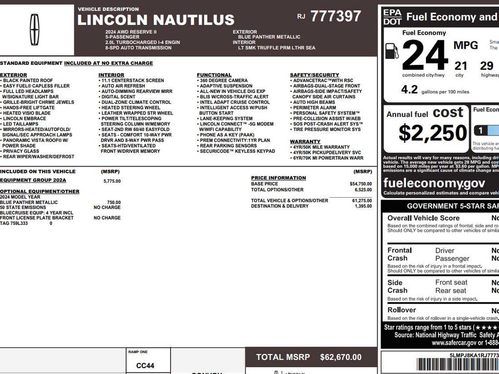 Used 2024 Lincoln Nautilus Reserve SUV