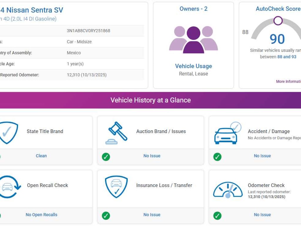 Used 2024 Nissan Sentra SV Sedan