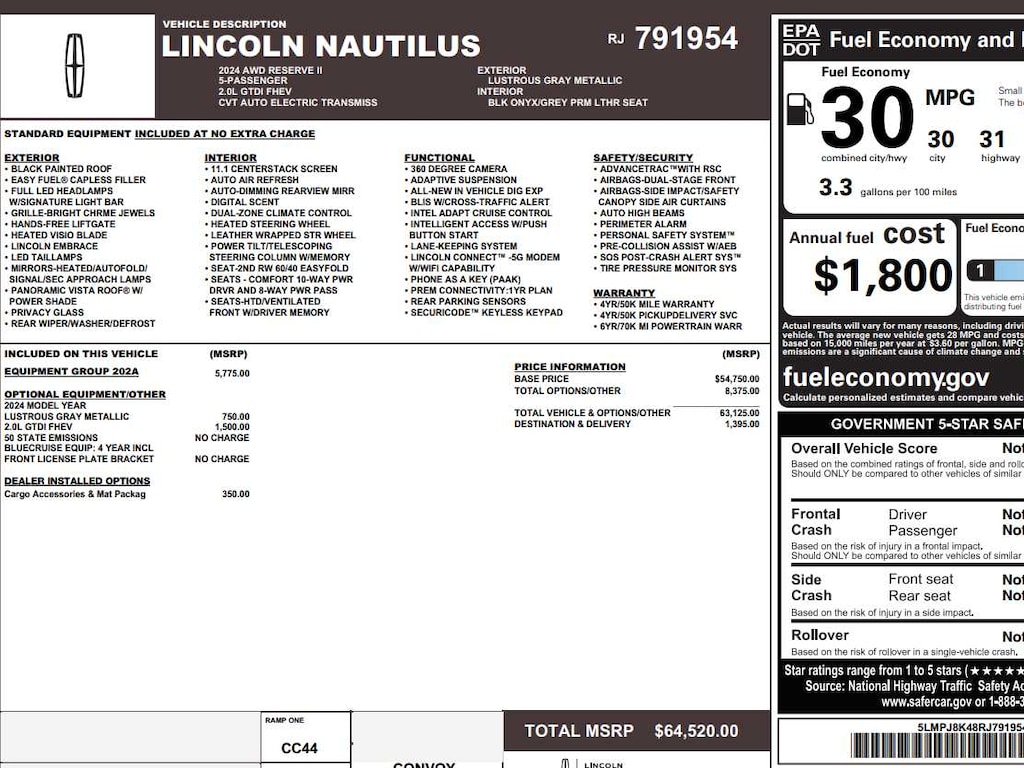 Used 2024 Lincoln Nautilus Reserve SUV