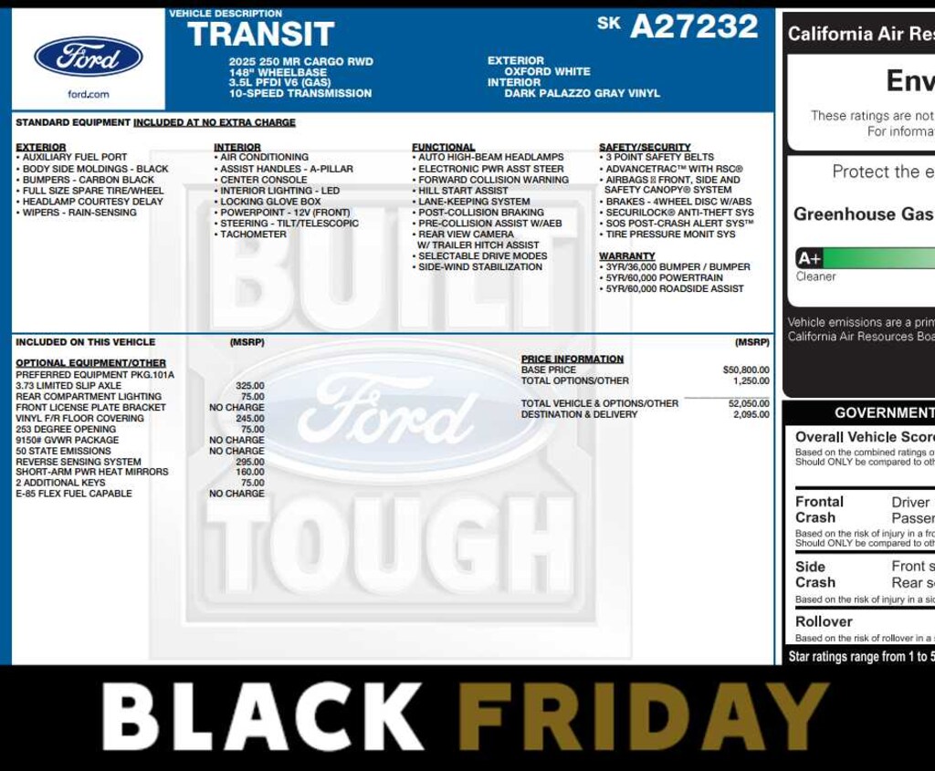 New 2025 Ford Transit T-250 148 Med Rf 9070 GVWR RWD