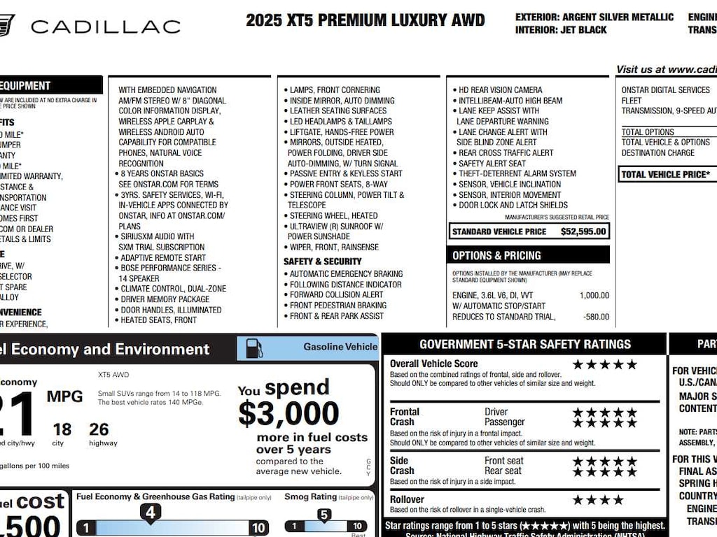 Used 2025 Cadillac XT5 AWD Premium Luxury SUV