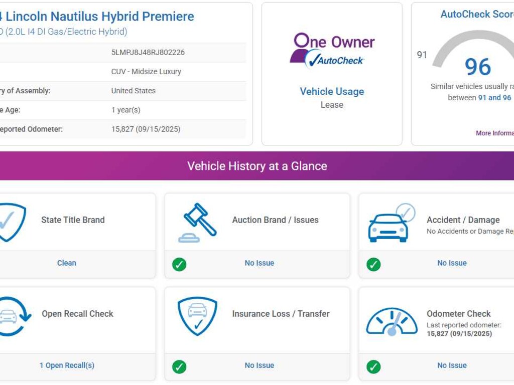Used 2024 Lincoln Nautilus Premiere SUV