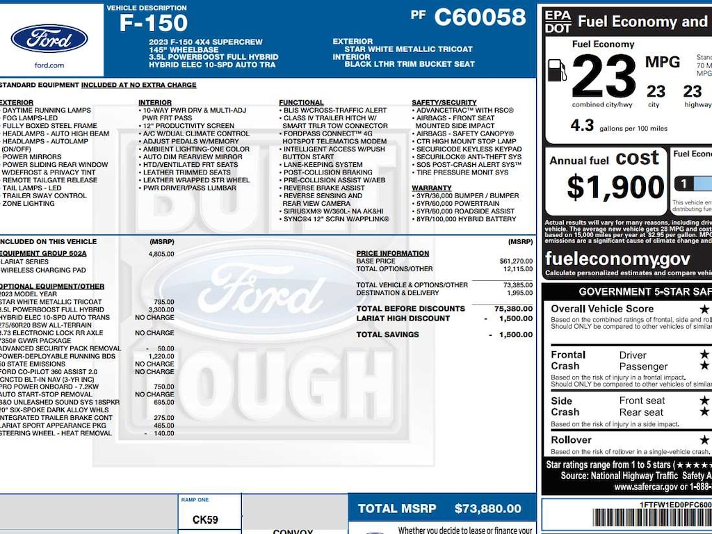 Used 2023 Ford F-150 Lariat Truck SuperCrew Cab