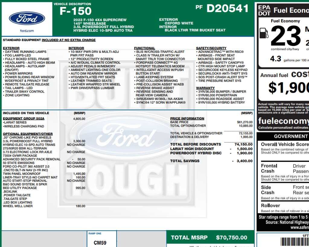 Used 2023 Ford F-150 Lariat Truck SuperCrew Cab