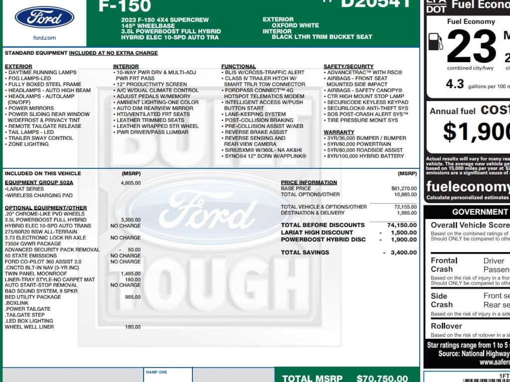 Used 2023 Ford F-150 Lariat Truck SuperCrew Cab