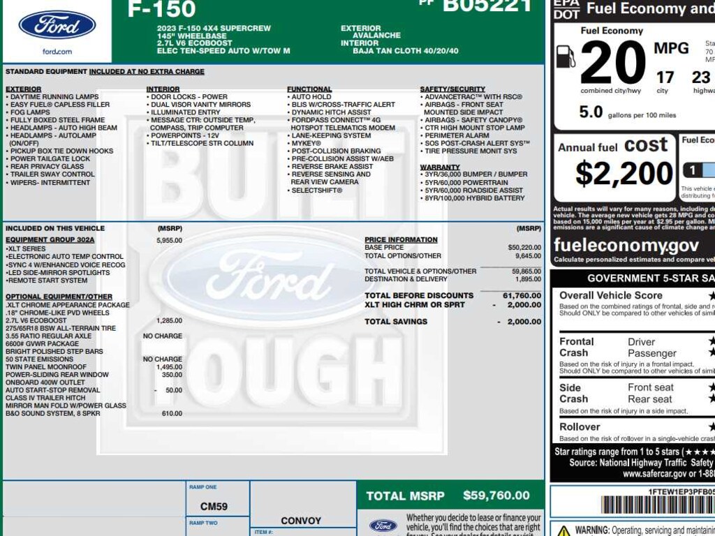 Used 2023 Ford F-150 XLT 4WD Supercrew 5.5 Box Truck SuperCrew Cab