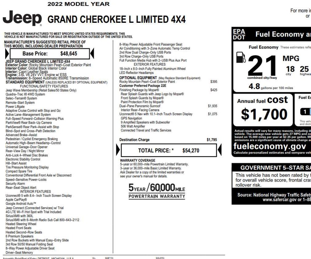 Used 2022 Jeep Grand Cherokee L Limited SUV