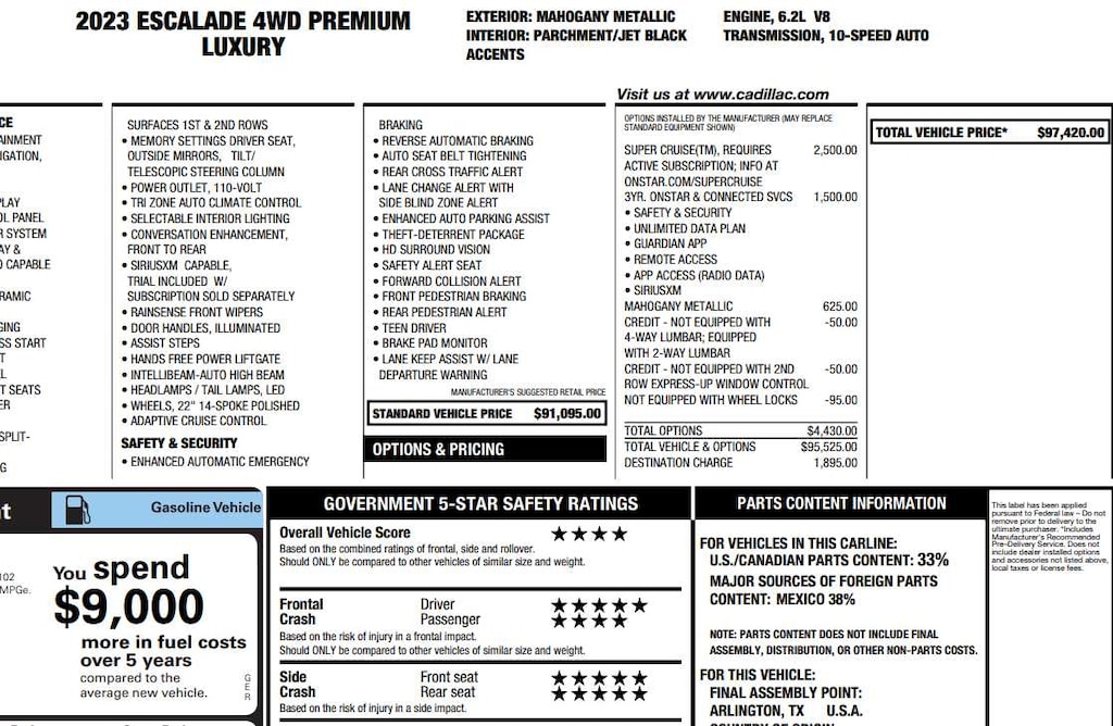 Used 2023 CADILLAC Escalade Premium Luxury SUV