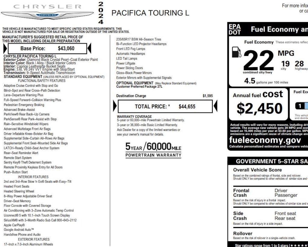 Used 2024 Chrysler Pacifica Touring L FWD