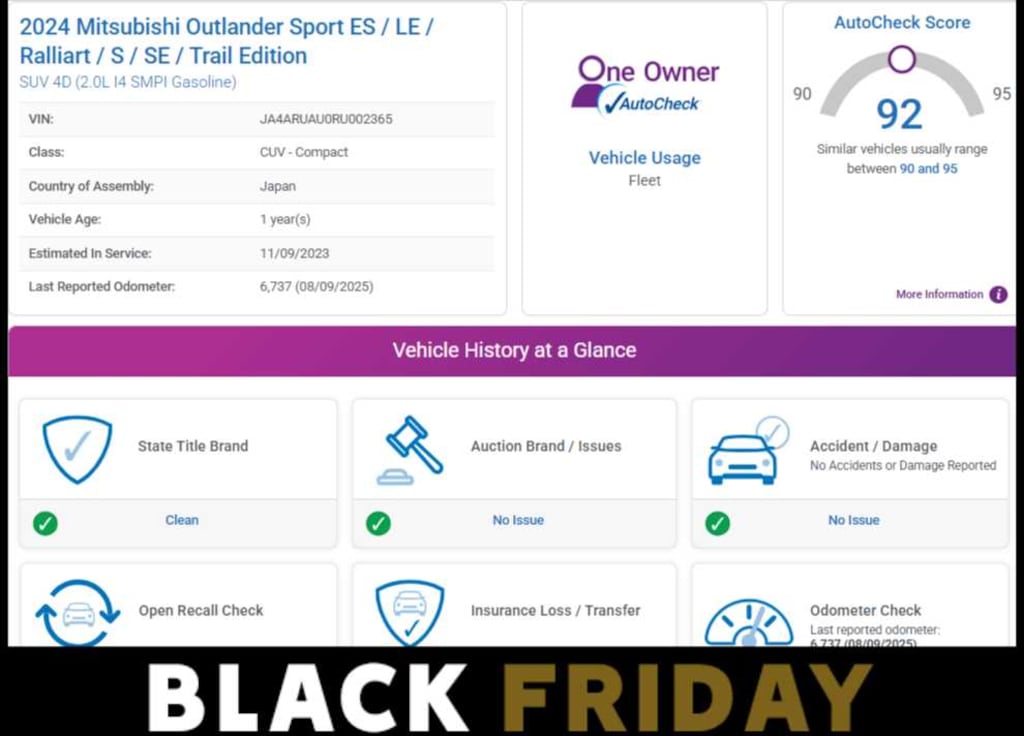 Used 2024 Mitsubishi Outlander Sport ES 2.0 AWC