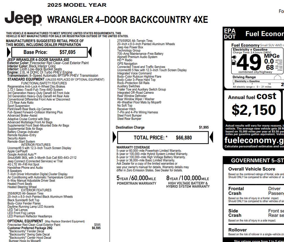 Used 2025 Jeep Wrangler 4xe Backcountry 4XE with VIN 1C4RJXP60SW590370 for sale in Monticello, IL