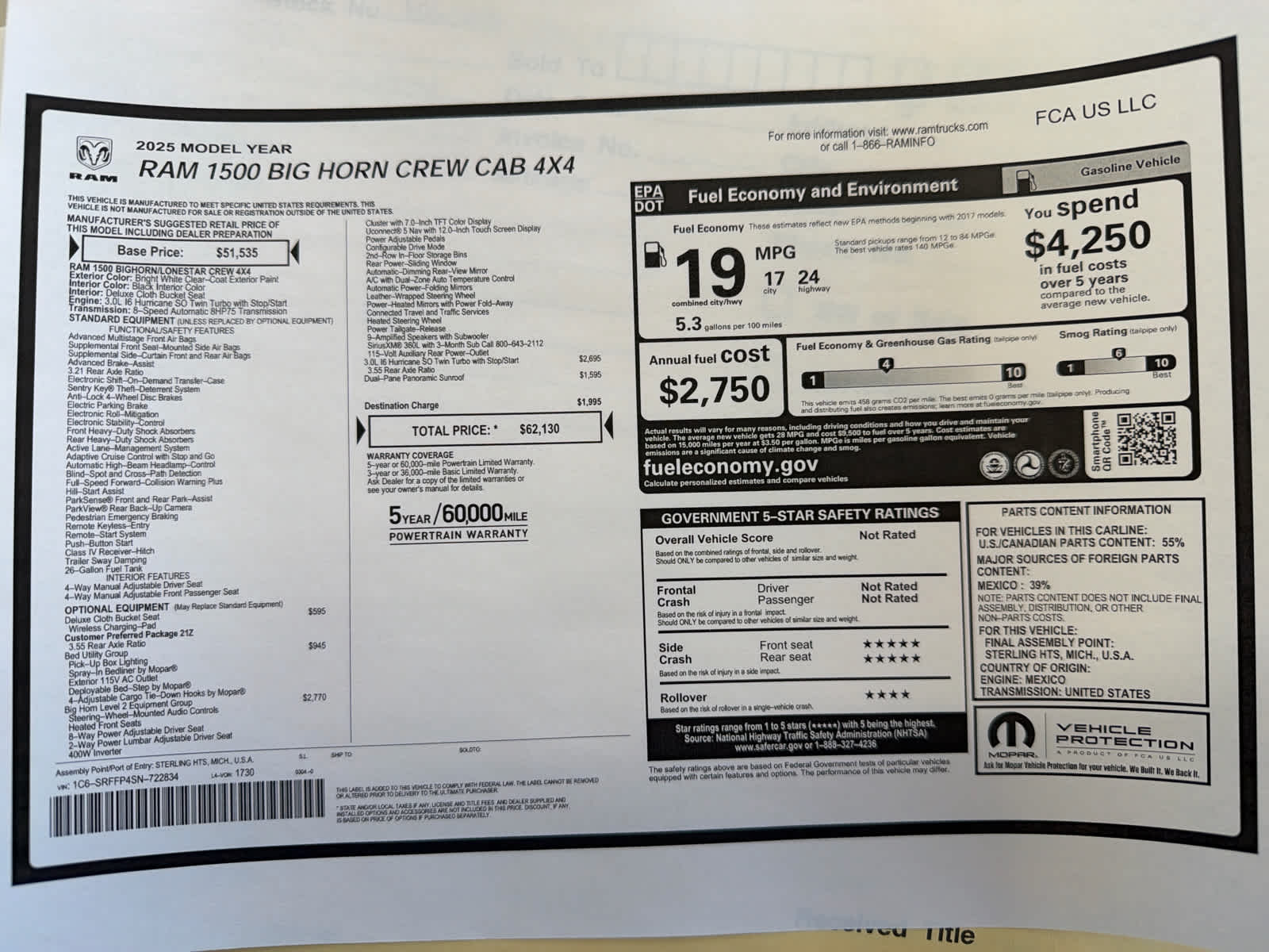Used 2025 Ram 1500 Big Horn 4x4 Crew Cab 57 Box 4x4 Crew Cab 57 Box