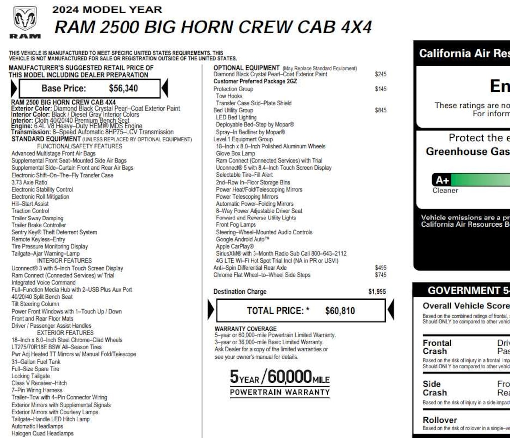 Used 2024 Ram 2500 Big Horn 4x4 Crew Cab 64 Box 4x4 Crew Cab 64 Box