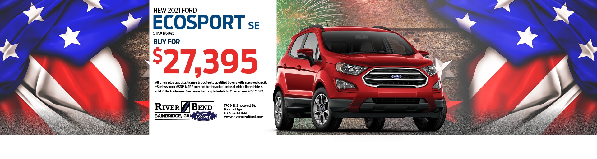 2021 Ford EcoSport SE for $27,395