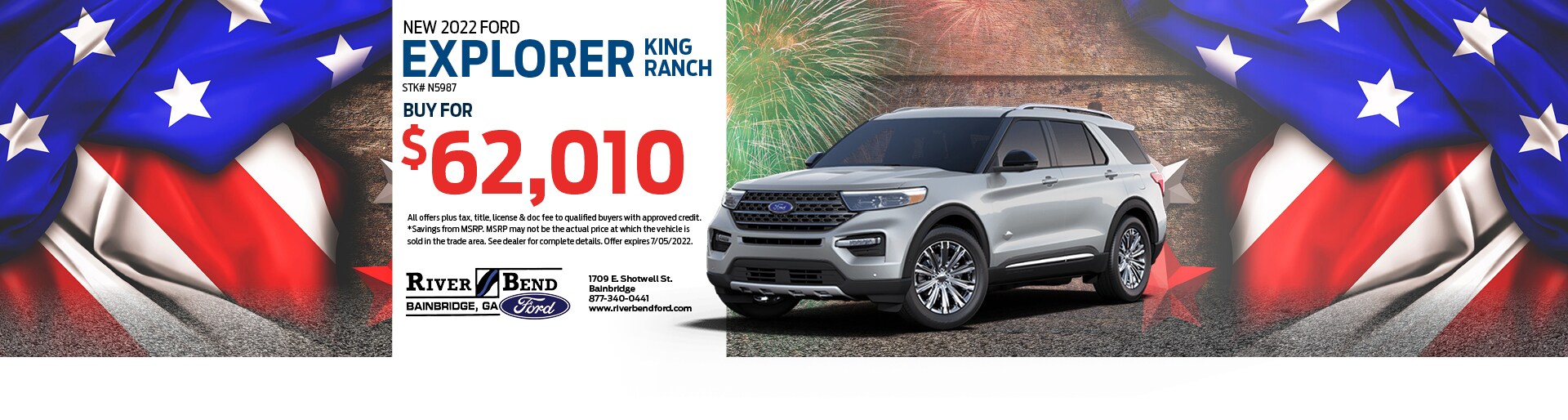 New 2022 Ford Explorer King Ranch for $62,010