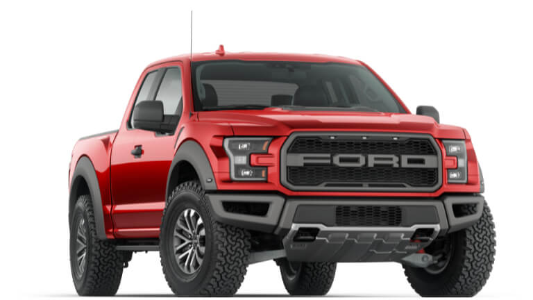 2020 Ford F150 Raptor in red