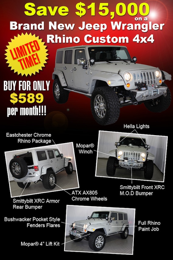 Save $15,000 on a Brand New Chrome & Rhino Jeep Wrangler Custom