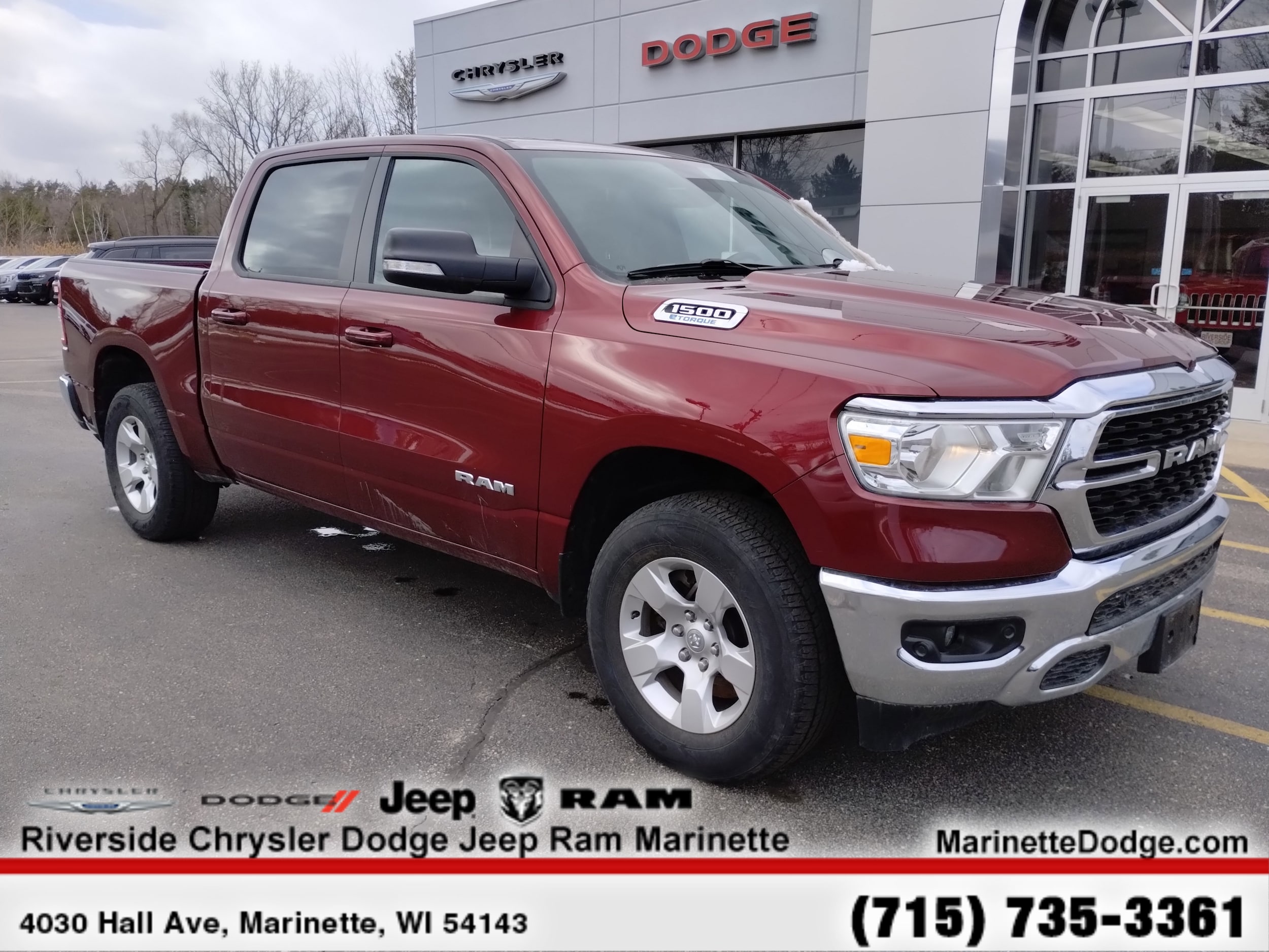 Used 2022 RAM Ram 1500 Pickup Big Horn/Lone Star with VIN 1C6RRFFG3NN300704 for sale in Marinette, WI