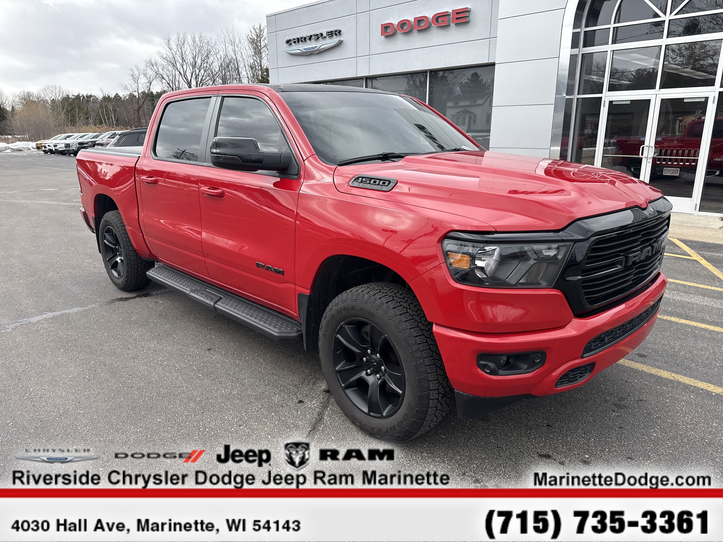 Used 2021 RAM Ram 1500 Pickup Big Horn/Lone Star with VIN 1C6SRFFT6MN595911 for sale in Marinette, WI