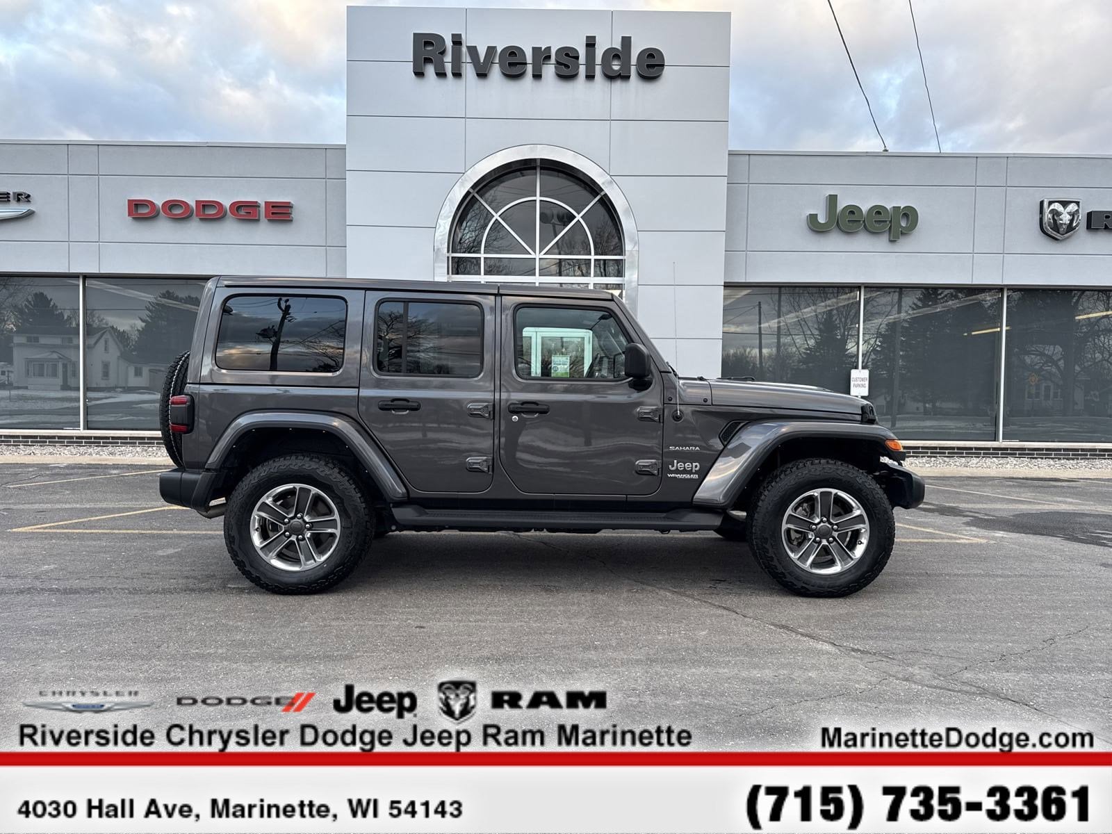 Used 2021 Jeep Wrangler Unlimited Sahara with VIN 1C4HJXEN5MW677335 for sale in Marinette, WI