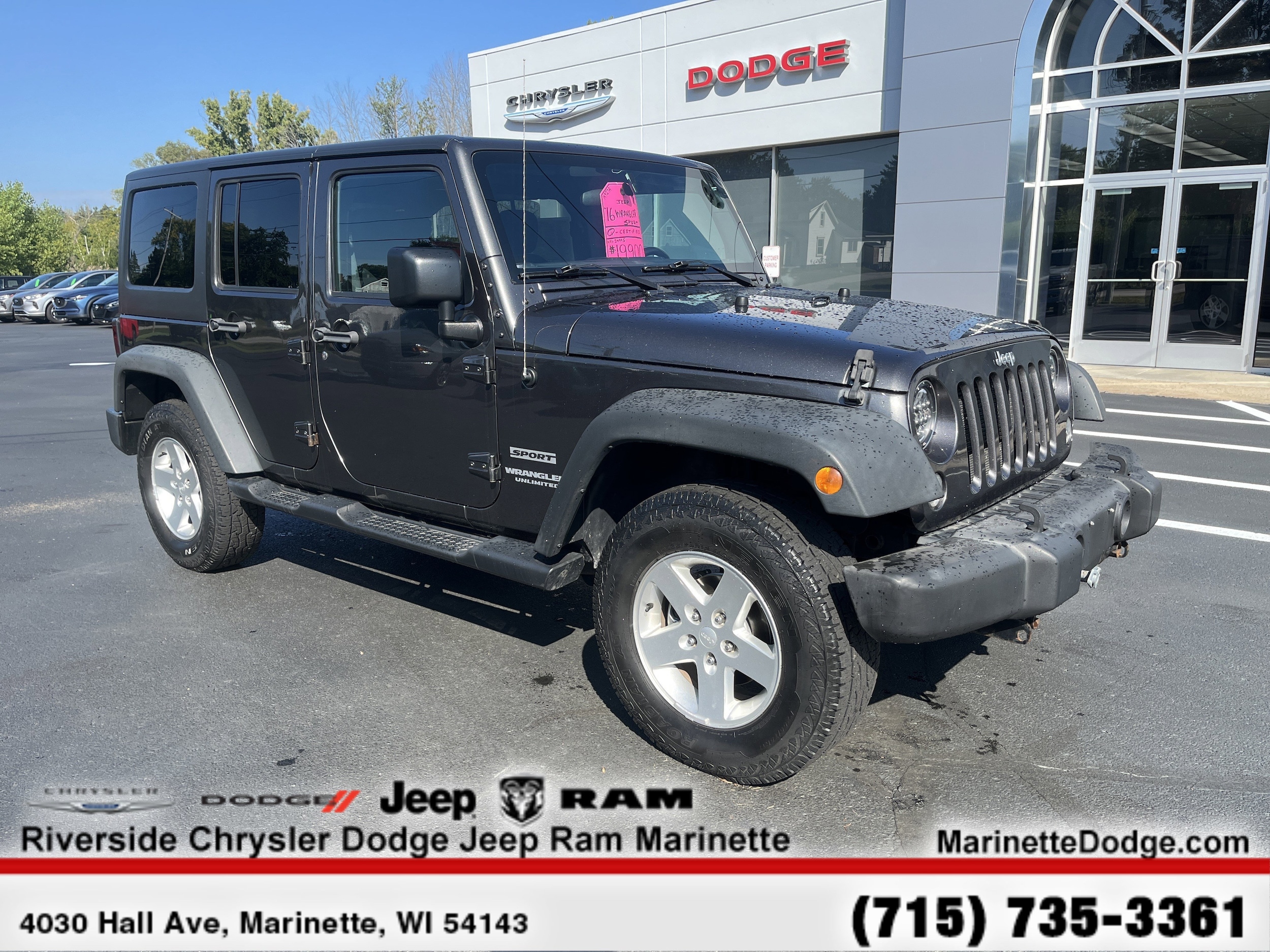 Used 2016 Jeep Wrangler Unlimited Sport with VIN 1C4BJWDG9GL300662 for sale in Marinette, WI